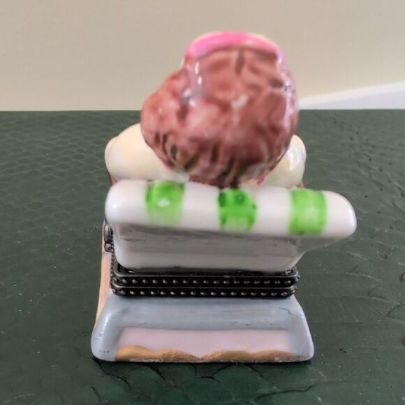 Whimsical Pink Polka Dot Bikini Figurine Trinket Box Pink Sunglass Trinket - Picture 4 of 8